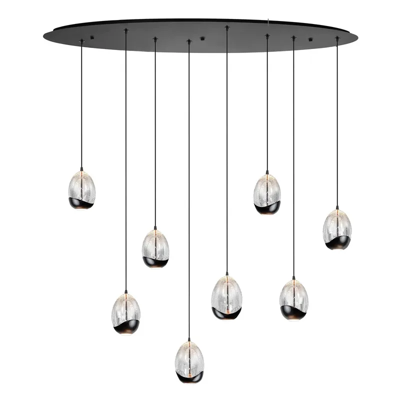 Hanglamp Clear Egg ovaal 8 lichts L 100 cm helder-zwart de Highlight – photo produit