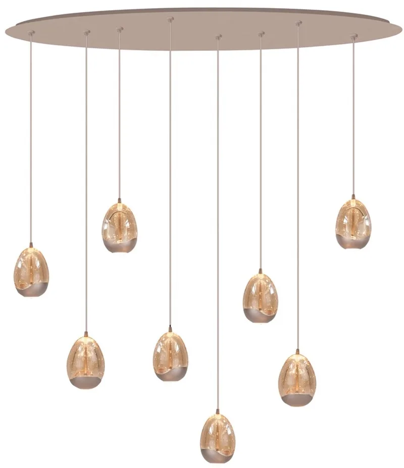 Hanglamp Egg ovaal 8 lichts L 100 cm de Highlight en Champagne – photo produit