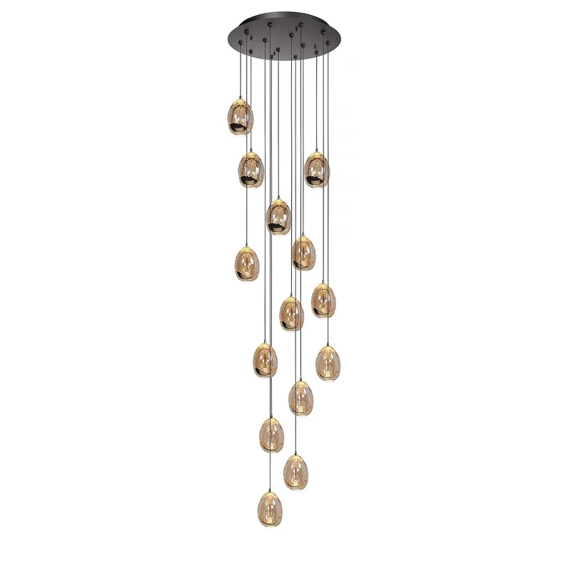 Hanglamp Golden Egg 14 lichts Vide Ø 50 cm amber-zwart fra Highlight – produktbillede