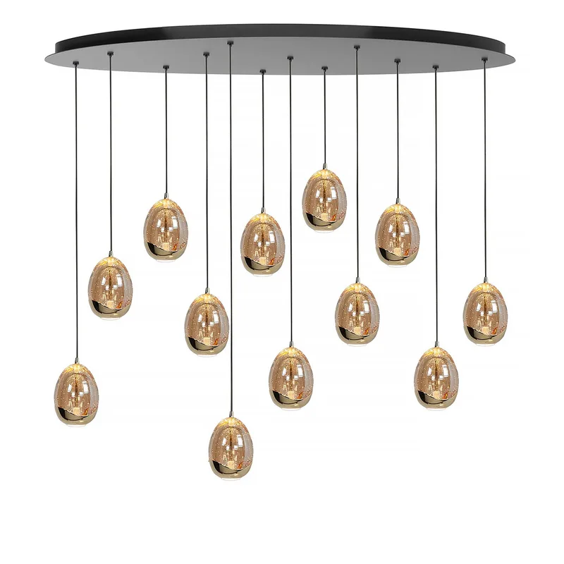 Hanglamp Golden Egg ovaal 12 lichts L 140 cm amber-zwart de Highlight – photo produit