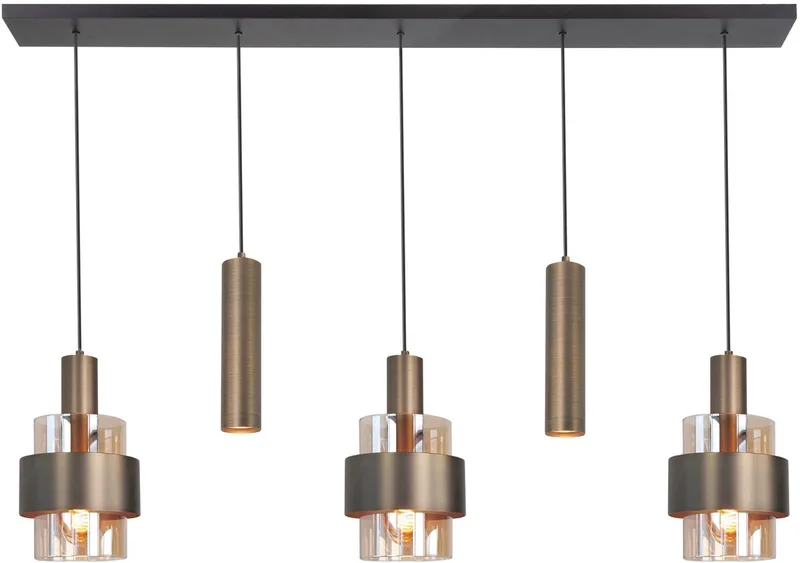 Hanglamp Marrone 5 lichts L 120 cm von Highlight in Bronze – Produktfoto