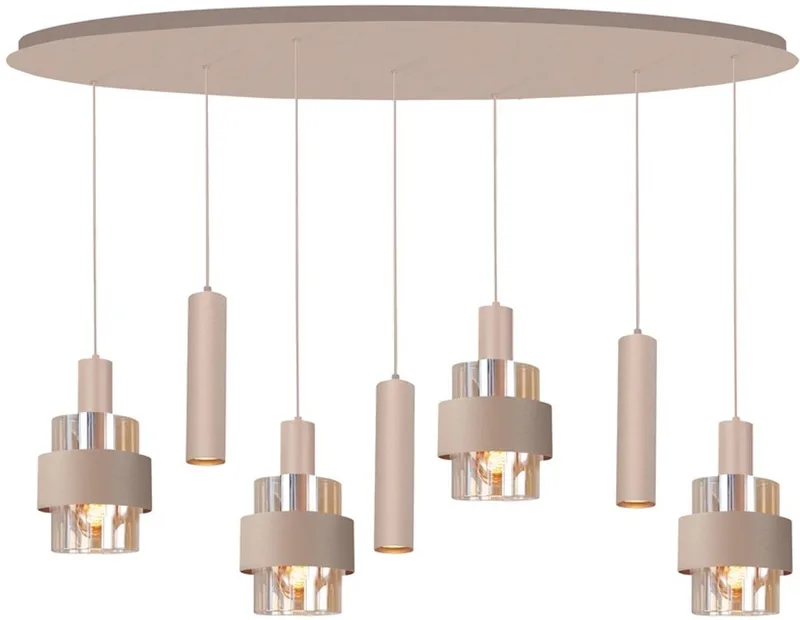 Hanglamp Marrone Beige/Amber Ovaal 7-lichts fra Highlight i Beige & Amber – produktbillede