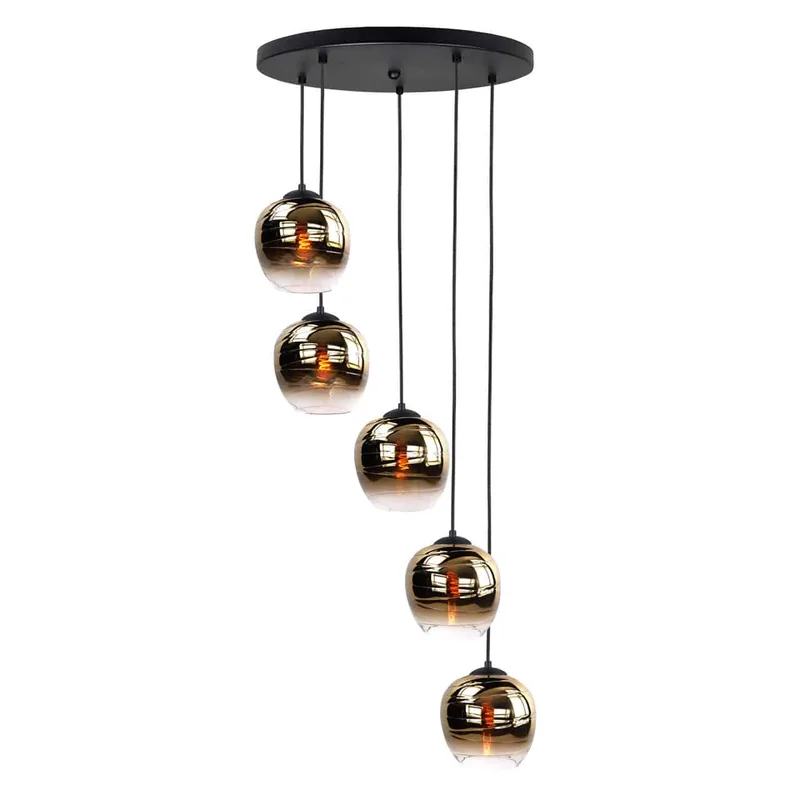 Hanglamp | Ø45 cm | Fantasy lampen | 5 lichts | E27 | amber goud zwart | glas metaal | landelijke von Highlight – Produktfoto 1 von 3