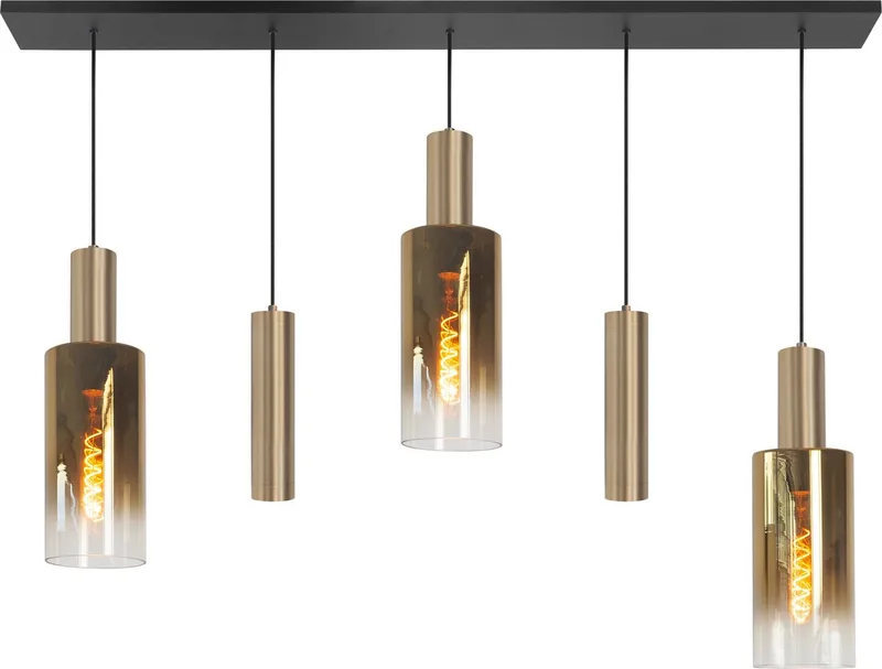 Hanglamp Perugia 3+2 lichts L 120 cm zwart goud fra Highlight i Zwart & Goud – produktbillede