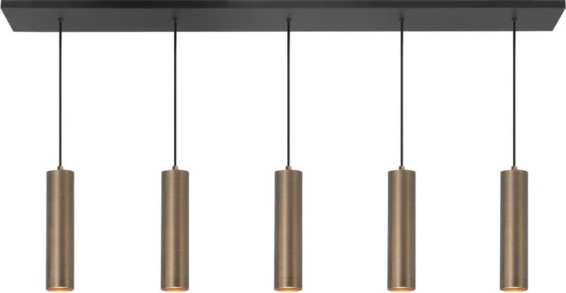 Hanglamp Perugia 5 lichts L 107 cm brons zwart de Highlight en Noir, Bronze – photo produit