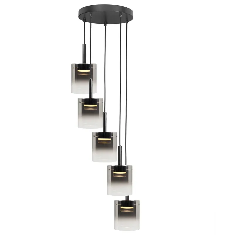Hanglamp Salerno 5 lichts Ø 45 cm zwart de Highlight – photo produit