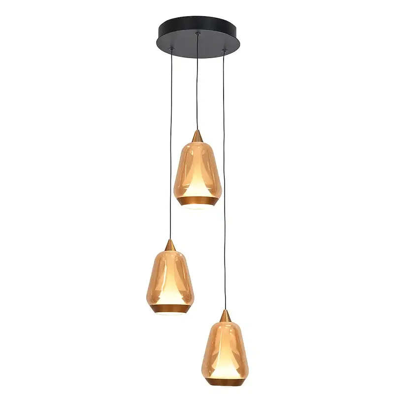 Hanglamp Tromba 3 lichts Ø 22 cm amber zwart de Highlight – photo produit