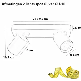 IP44 badkamer rechthoekige spot Oliver | 2 lichts | zwart | kunststof / metaal | Ø 6 cm | 26 x 9,5 von Highlight – Produktfoto 3 von 3