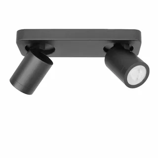 IP44 badkamer rechthoekige spot Oliver | 2 lichts | zwart | kunststof / metaal | Ø 6 cm | 26 x 9,5 von Highlight – Produktfoto 1 von 3