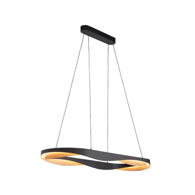 LED hanglamp Ascoli, 100 x 36 cm zwart/goud, metaal, dimbaar von Highlight in Schwarz, Gold – Produktfoto