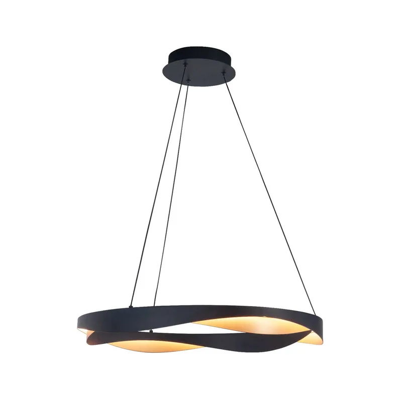 LED hanglamp Ascoli, Ø 64 cm, zwart/goud, metaal, dimbaar de Highlight en Noir, Or – photo produit