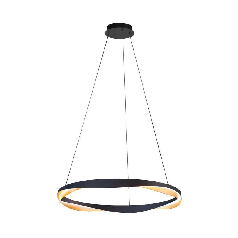 LED hanglamp Ascoli, Ø 85 cm, zwart/goud, metaal, dimbaar von Highlight in Schwarz, Gold – Produktfoto