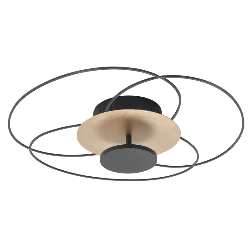 LED plafondlamp Fiore, 2.700 K, zwart/goud fra Highlight i Sort, Guld – produktbillede