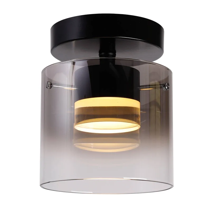 LED plafondlamp Salerno, 2.700 K, 1-lamp, zwart fra Highlight i Sort, Smoke – produktbillede