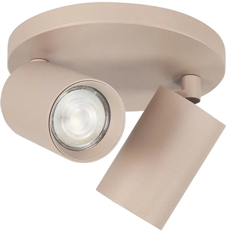 Moderne Opbouwspots GU10 Mila 2 Lichtpunten Rond Metaal Slaapkamer Gang/Hal Keuken Dimbaar fra Highlight i Beige, Zand – produktbillede