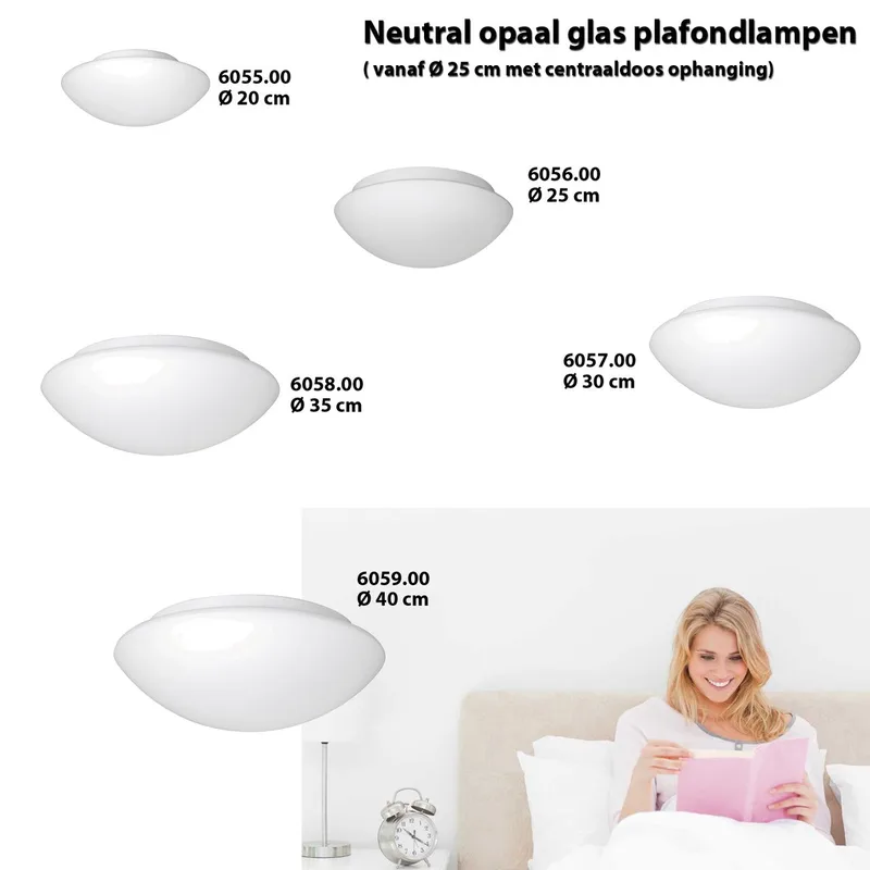 Moderne plafondlamp Neutral | opaal wit | glas | Ø 35 cm | modern design de Highlight – photo produit 2 sur 3