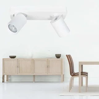 Moderne spot Oliver rechthoekig | 2 lichts | wit | kunststof / metaal | 26 x 10 cm | eetkamer de Highlight – photo produit 2 sur 2