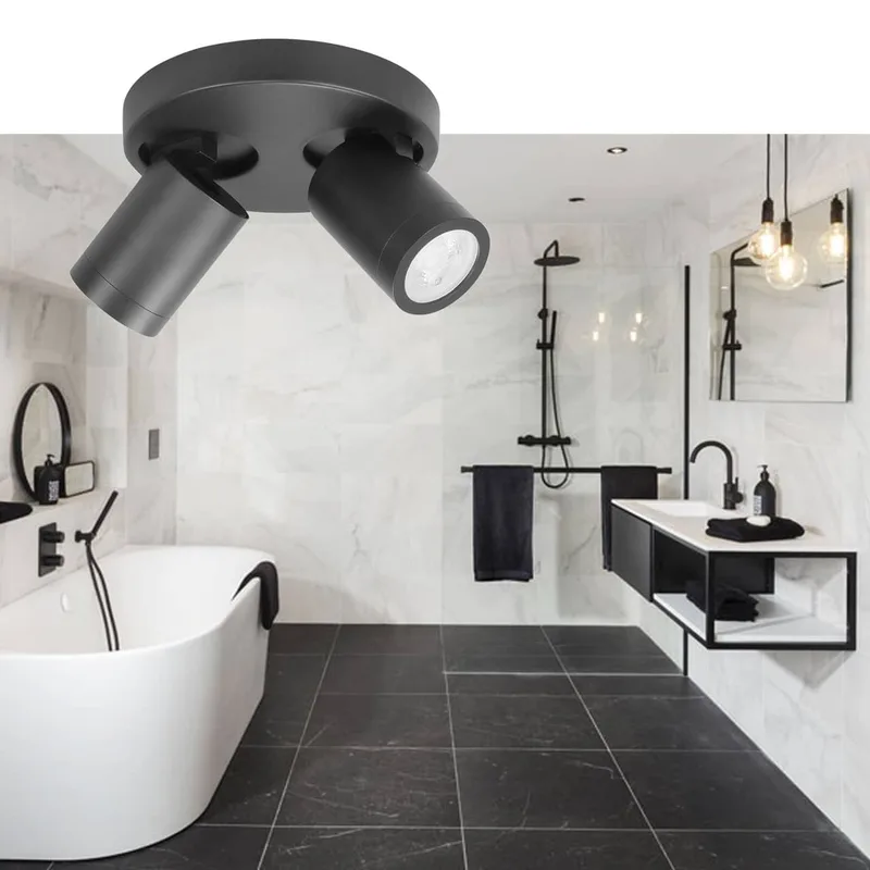 Opbouwspot | 17 cm | Oliver spots IP44 | 2 lichts | GU10 | zwart | kunststof en metaal | moderne de Highlight – photo produit 2 sur 2