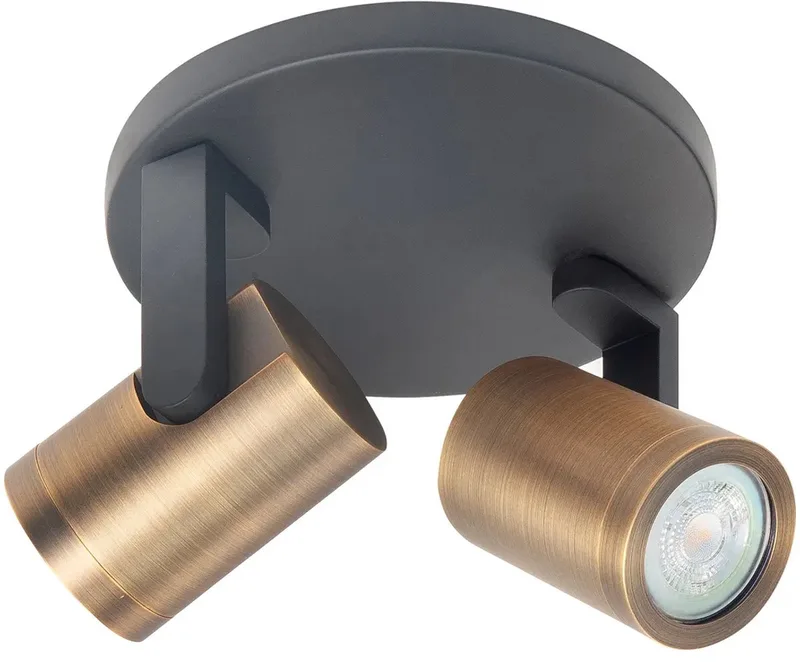 Loftspot Halo, sort/messing poleret Ø 17 cm 2 lyskilder. fra Highlight i Zwart brons – produktbillede