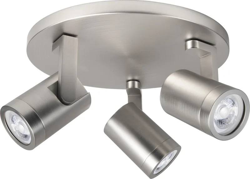 Opbouwspot Aston | Nickel | Rond | GU10 | 3-voudig | 25cm de Highlight en Metaal – photo produit