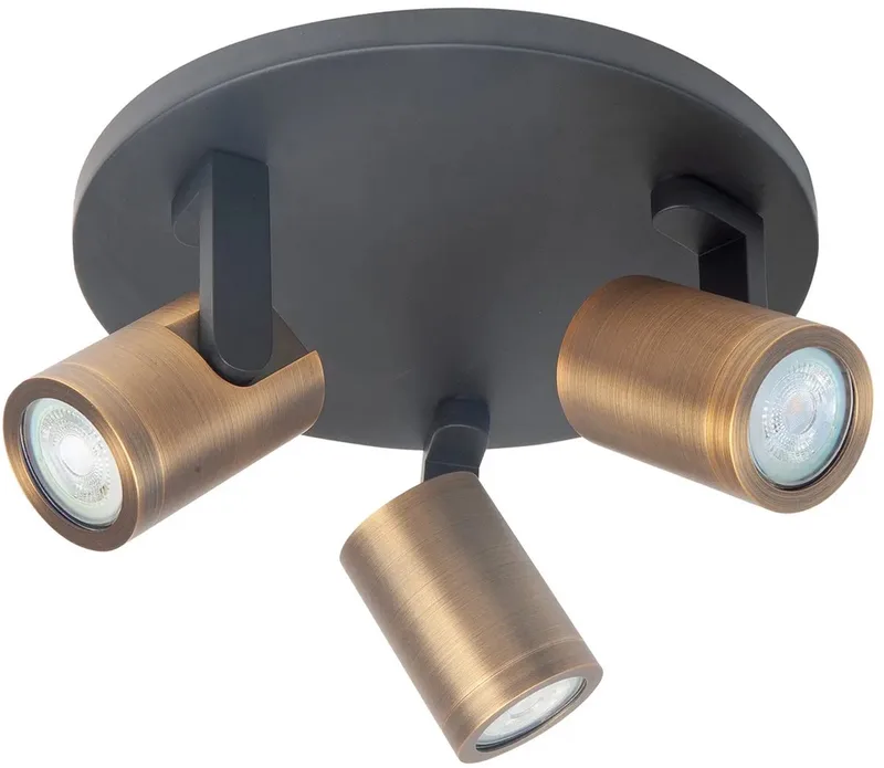 Opbouwspot Aston | Zwart + Brons | Rond | GU10 | 3-voudig | 25cm by Highlight in Metaal – product photo