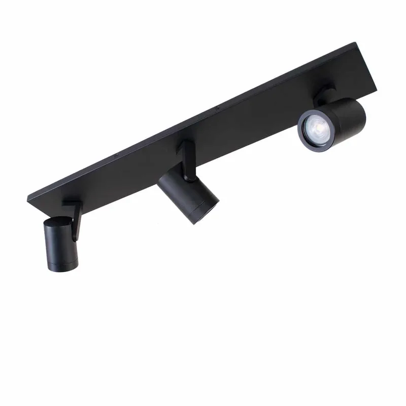 Opbouwspot Aston | Zwart | Rechthoek | GU10 | 3-voudig | 65cm de Highlight en Metaal – photo produit