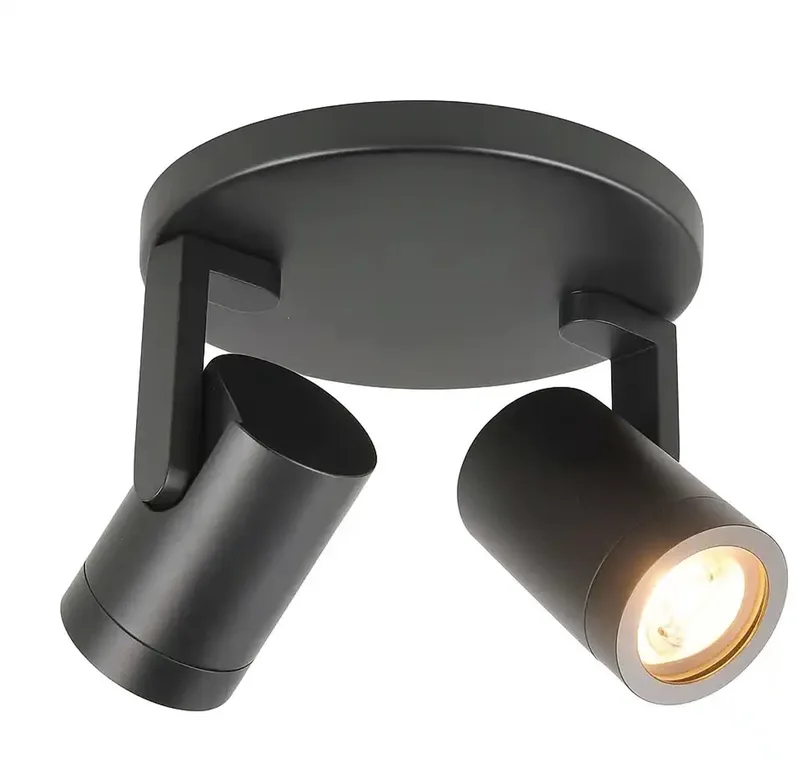 Opbouwspot Aston | Zwart | Rond | GU10 | 2-voudig | 17cm de Highlight en Metaal – photo produit