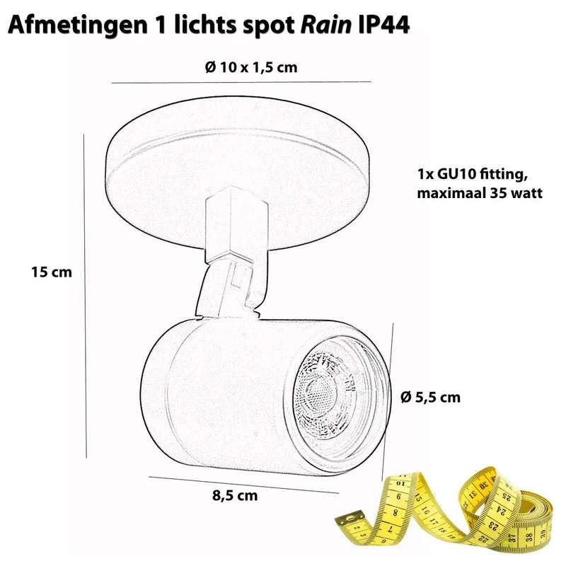 Opbouwspot badkamer | 10 cm | Rain spots IP44 | GU10 | chroom | glas metaal | moderne de Highlight – photo produit 3 sur 3