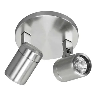 Opbouwspot badkamer | 15 cm | Rain spots IP44 | 2 lichts | GU10 | grijs staal | glas en metaal by Highlight – product photo 1 of 3
