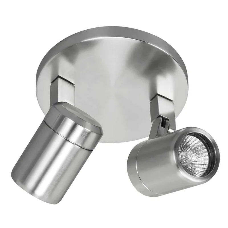 Opbouwspot badkamer | 15 cm | Rain spots IP44 | 2 lichts | GU10 | grijs staal | glas en metaal by Highlight – product photo 1 of 3
