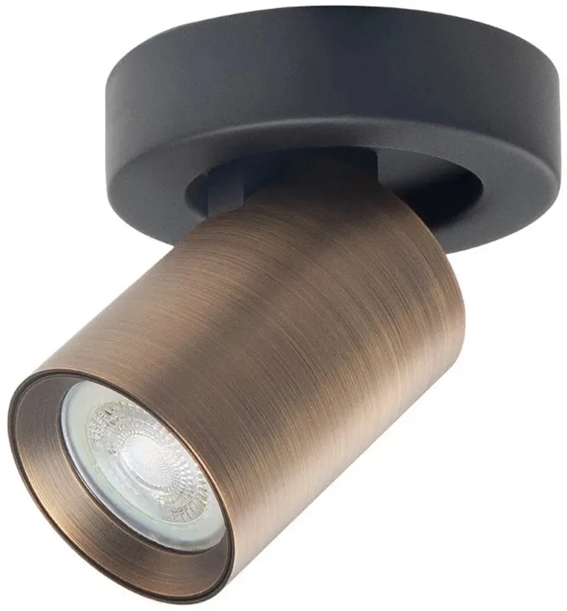 Opbouwspot Oliver | Zwart + Brons | Rond | GU10 | 1-voudig | 10cm von Highlight in Metaal – Produktfoto