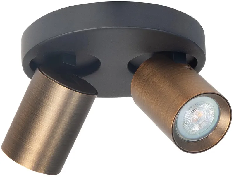 Opbouwspot Oliver | Zwart + Brons | Rond | GU10 | 2-voudig | 17cm de Highlight en Metaal – photo produit