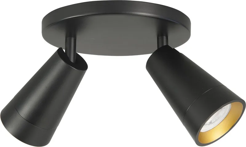 Opbouwspot Petunia | Goud Metaal | Rond | GU10 | 2-voudig | 17cm de Highlight en Noir – photo produit