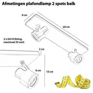 Opbouwspot plafondlamp | 40 cm | alto spots | 2 lichts | GU10 | zwart | metaal | moderne industriële fra Highlight – produktbillede 3 af 3
