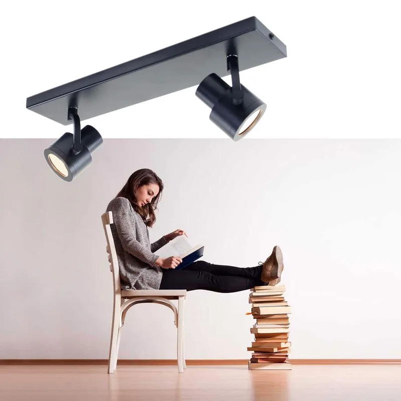 Opbouwspot plafondlamp | 40 cm | alto spots | 2 lichts | GU10 | zwart | metaal | moderne industriële fra Highlight – produktbillede 2 af 3