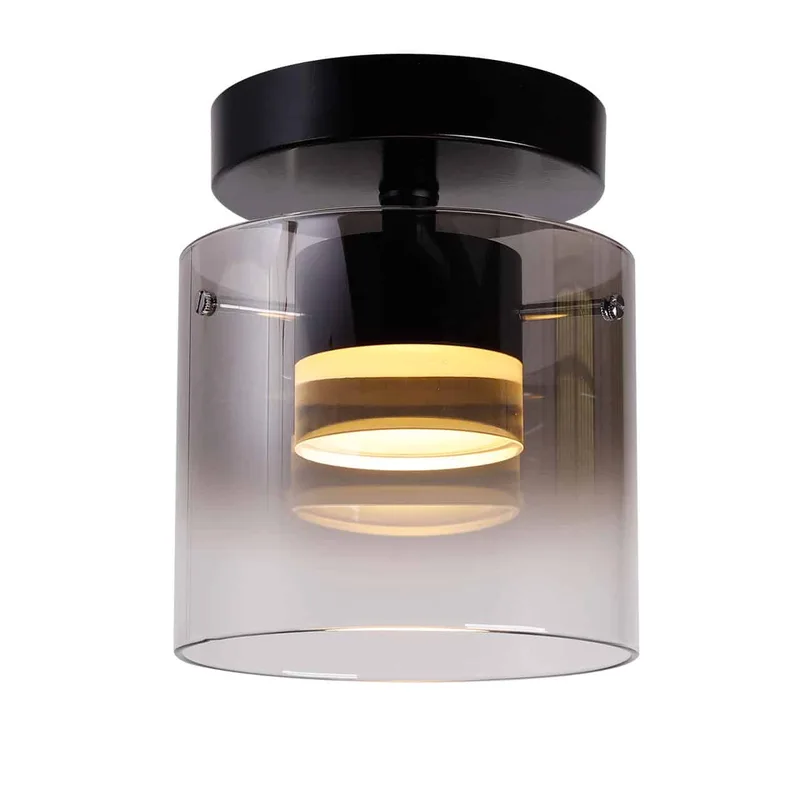 Plafondlamp | 14 cm | Salerno hanglampen | smoke transparant zwart | glas metaal | modern fra Highlight – produktbillede