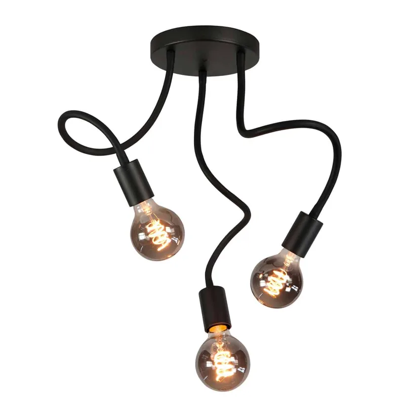 Plafondlamp | 18 cm | Flex lampen | 3 lichts | E27 | zwart | metaal | moderne decoratieve de Highlight – photo produit