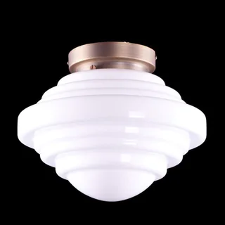 Plafondlamp | 25 cm | art deco met bronzen armatuur | E27 | brons wit | glas metaal | art deco retro de Highlight – photo produit 2 sur 3