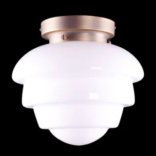 Plafondlamp | 25 cm | Art Deco met bronzen armatuur | E27 | brons wit | glas metaal | art deco retro van Highlight – productfoto 2 van 3