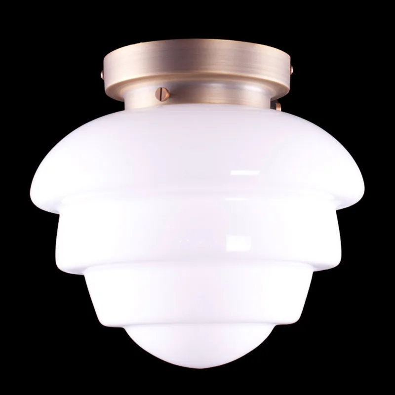 Plafondlamp | 25 cm | Art Deco met bronzen armatuur | E27 | brons wit | glas metaal | art deco retro van Highlight – productfoto 2 van 3