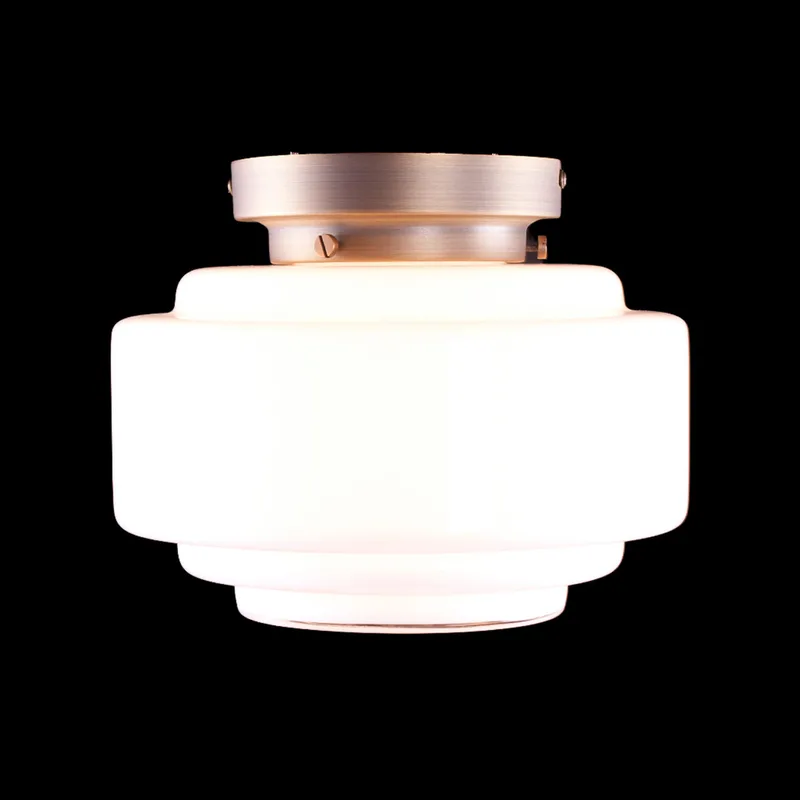 Plafondlamp | 25 cm | art deco met bronzen armatuur | E27 | brons wit | glas metaal | art deco retro de Highlight – photo produit 1 sur 3