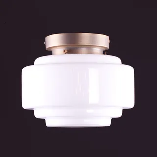 Plafondlamp | 25 cm | art deco met bronzen armatuur | E27 | brons wit | glas metaal | art deco retro de Highlight – photo produit 2 sur 3