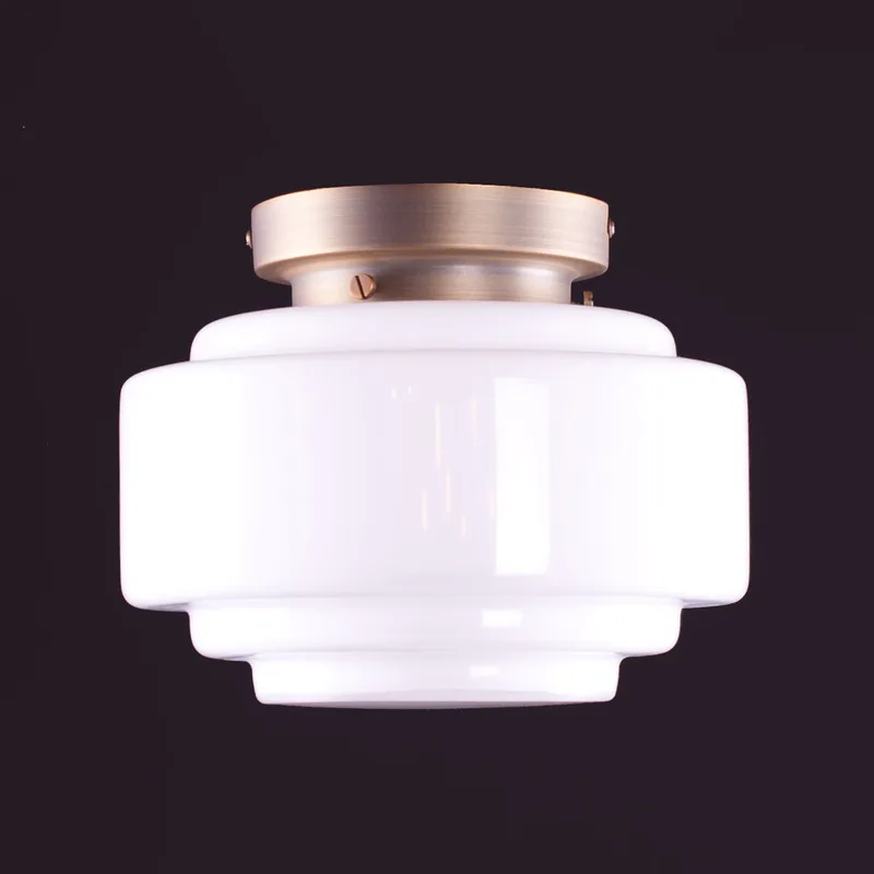 Plafondlamp | 25 cm | art deco met bronzen armatuur | E27 | brons wit | glas metaal | art deco retro de Highlight – photo produit 2 sur 3