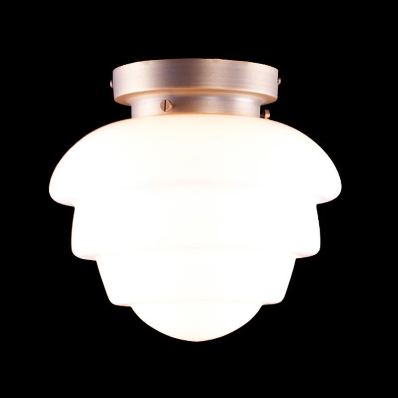 Plafondlamp | 25 cm | Art Deco met bronzen armatuur | E27 | brons wit | glas metaal | art deco retro van Highlight – productfoto 1 van 3