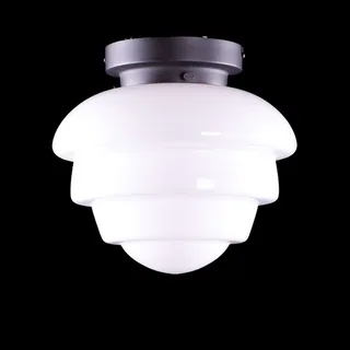 Plafondlamp | 25 cm | Art Deco met zwart armatuur | E27 | wit zwart | glas metaal | art deco by Highlight – product photo 2 of 3