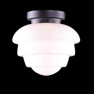 Plafondlamp | 25 cm | Art Deco met zwart armatuur | E27 | wit zwart | glas metaal | art deco by Highlight – product photo 1 of 3