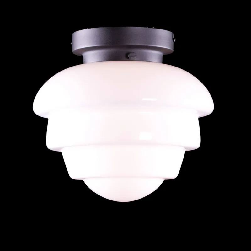 Plafondlamp | 25 cm | Art Deco met zwart armatuur | E27 | wit zwart | glas metaal | art deco by Highlight – product photo 1 of 3