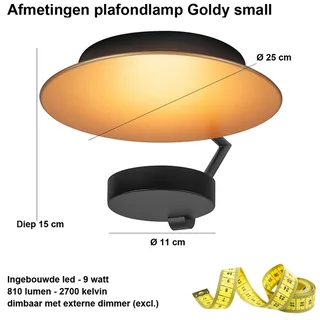 Plafondlamp | 25 cm | Goldy plafondlampen | LED | goud zwart | metaal | moderne design diffuse von Highlight – Produktfoto 3 von 3