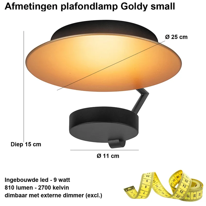 Plafondlamp | 25 cm | Goldy plafondlampen | LED | goud zwart | metaal | moderne design diffuse von Highlight – Produktfoto 3 von 3