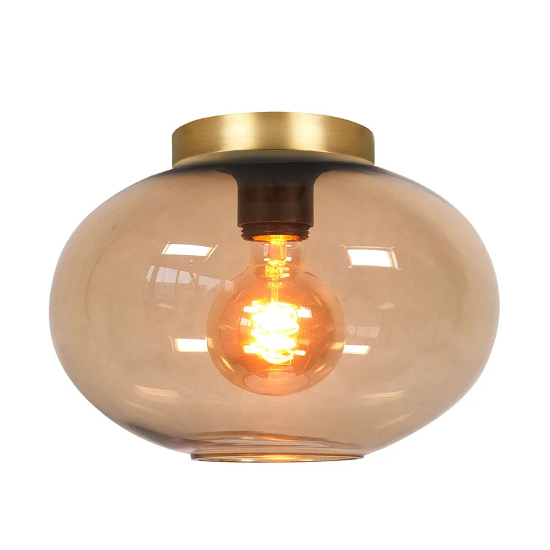 Plafondlamp | 26 cm | bellini | E27 | bruin goud zwart | glas metaal | decoratieve landelijke de Highlight – photo produit